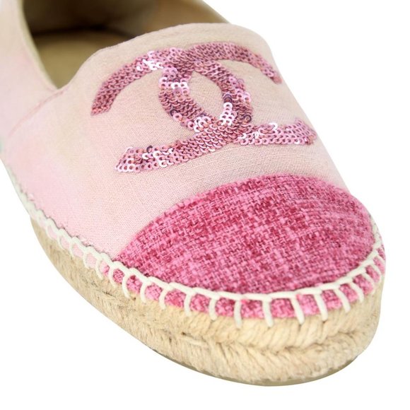 Chanel Espadrille 39 Velvet Fabric Cc Sequin Cap-toe Flats CC-S0207P-C025 - Picture 8 of 12